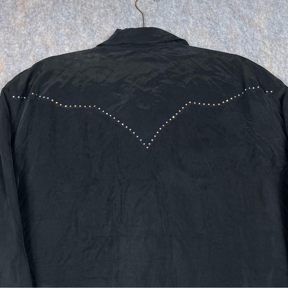 Vtg Longhorn Niver Western Wear Rhinestone Etched Buttons Western Chic Shirt 2XL - Picture 8 of 15